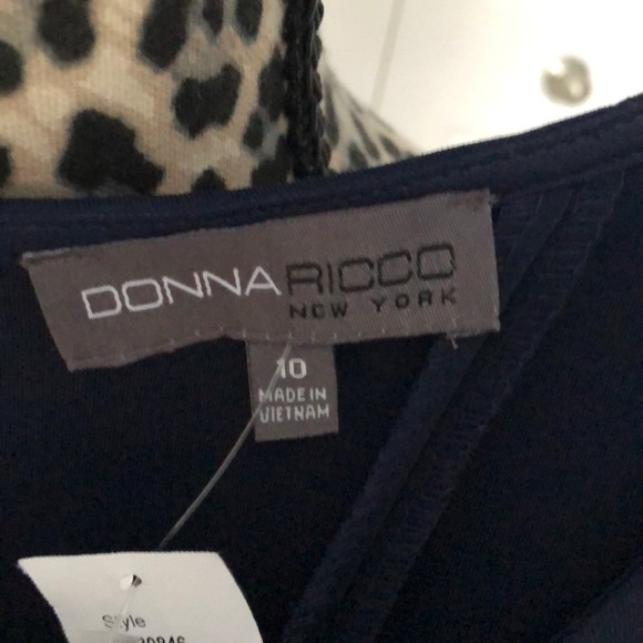 Donna Ricco New York navy blue dress w/cap sleeves - Picture 3 of 5
